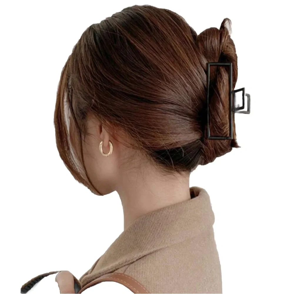 3 Large Dark Grey Metal Hair Clips